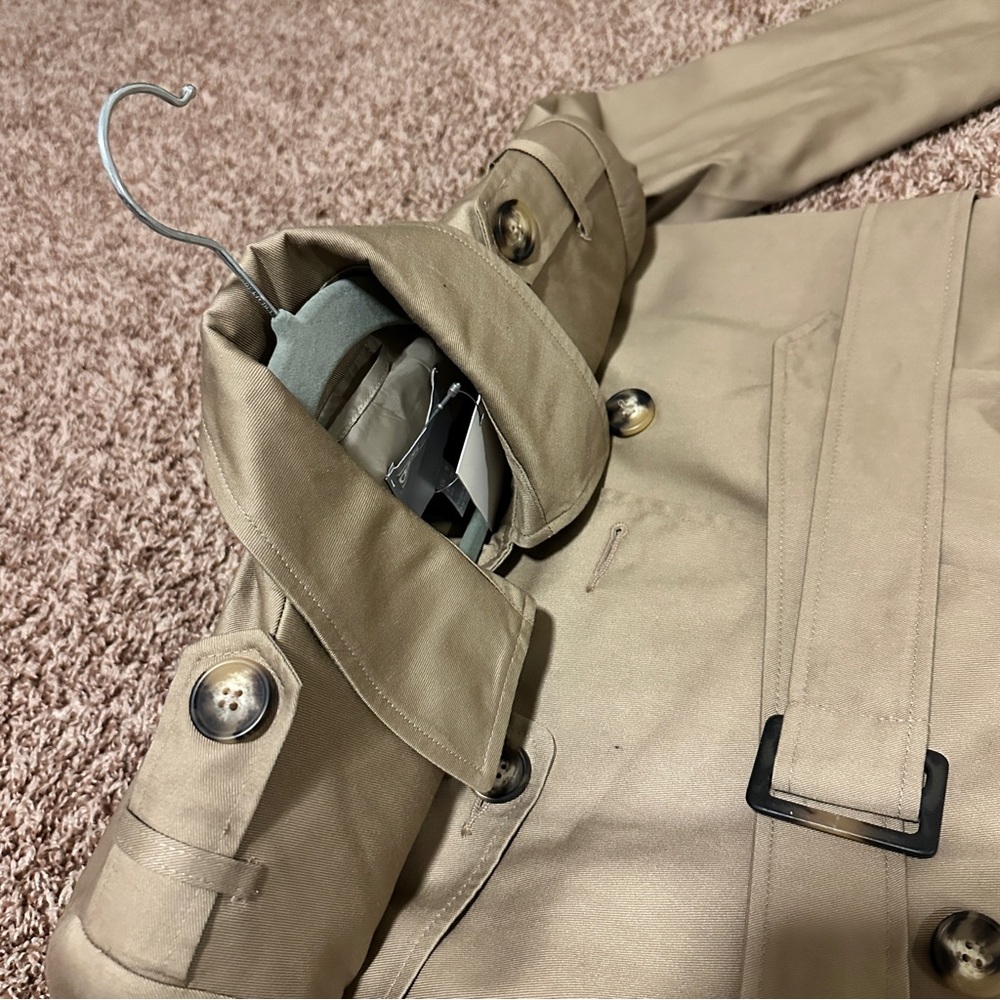 ASOS NEW CREAM TANNED TRENCH COAT SIZE 4 WITH BELT AND SIDED POCKETS - Picture 5 of 12